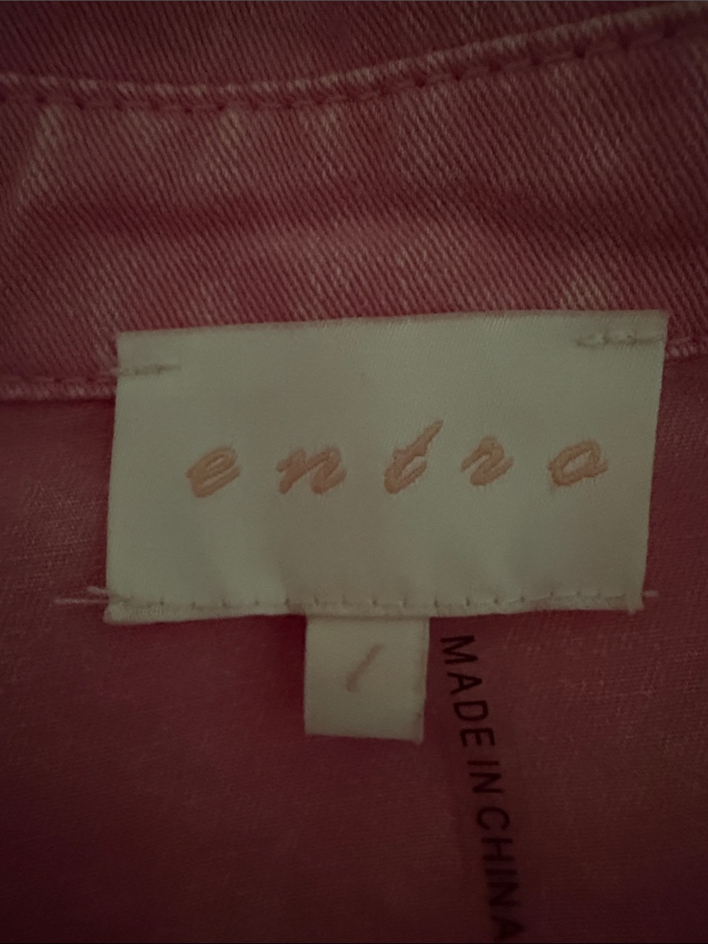 Entro pink canvas 3/4 puff sleeve shirt large - Picture 5 of 12